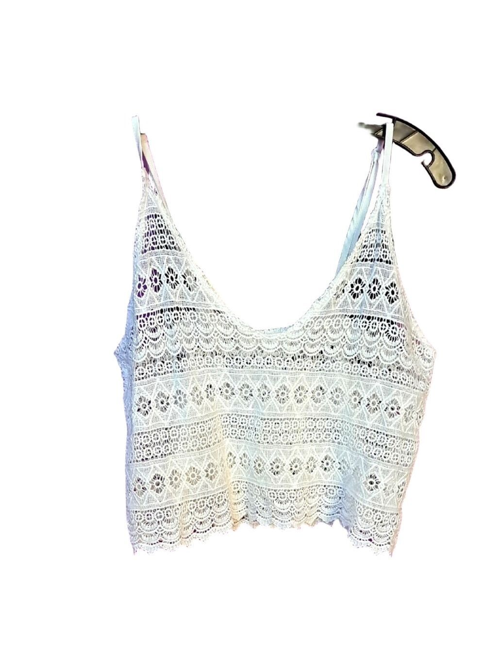 Lowrys Farm White Lace Women's See Through Top. Size Medium